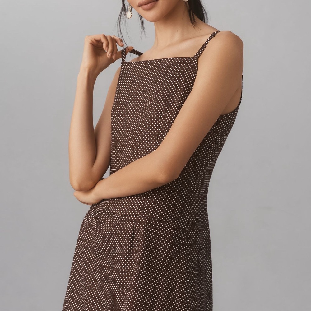 Reformation Brown Polka Dot Mini Dress